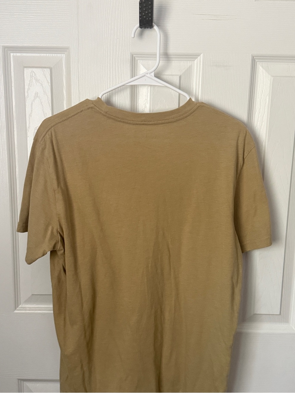 American Eagle Outfitters Tan Crewneck T-Shirt with White Logo - Picture 2 of 3